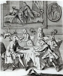 Sátira Whig sobre las negociaciones para el Tratado de Utrecht, c.1713